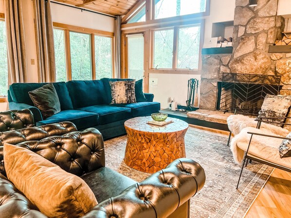 Smart TV, fireplace, table tennis, books