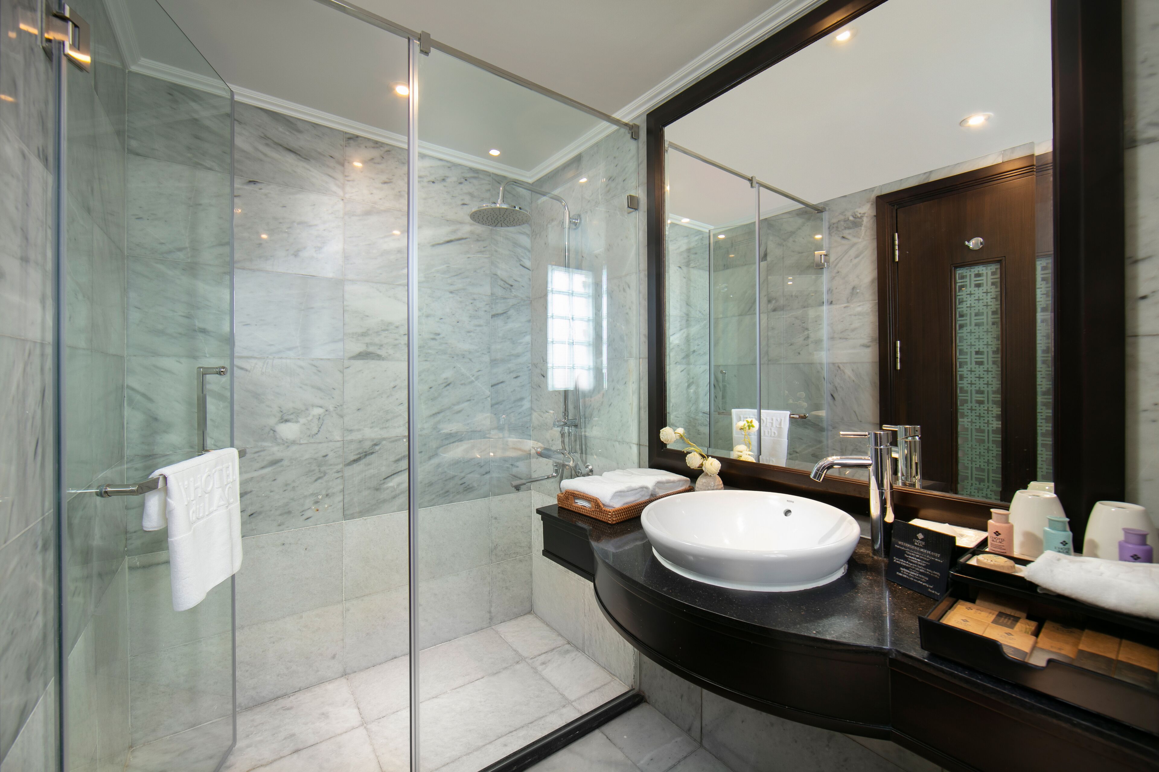 free toiletries, hair dryer, bathrobes, slippers