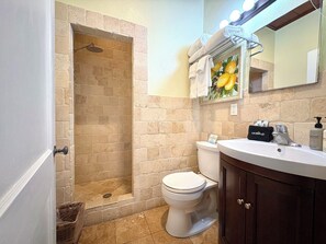 Shower, hair dryer, soap, shampoo - THE BERMUDA SUITE  AT OLD COLORADO INN (Stuart)