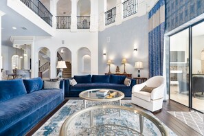 Smart TV, fireplace, table football