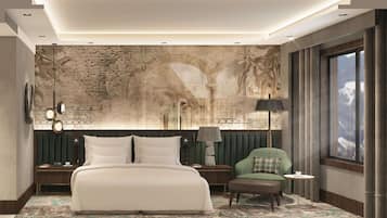 Premium bedding, down comforters, pillowtop beds, minibar