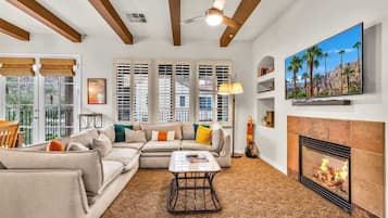 TV, fireplace, offices