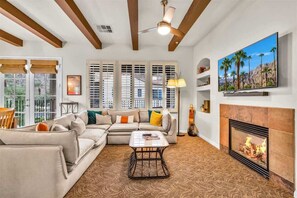 TV, fireplace, offices