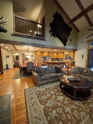 Smart TV, chimenea, reproductor de DVD y libros