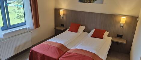 Desk, free WiFi, bed sheets