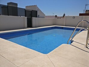 A rooftop pool