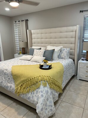 2 bedrooms, desk, iron/ironing board, travel cot