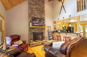 TV, fireplace, foosball, table tennis