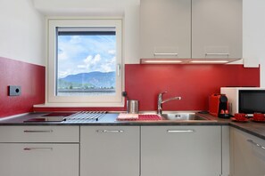 Réfrigérateur, micro-ondes, plaque de cuisson, lave-vaisselle