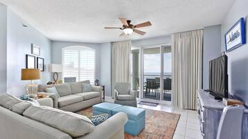 TV, DVD player, stereo