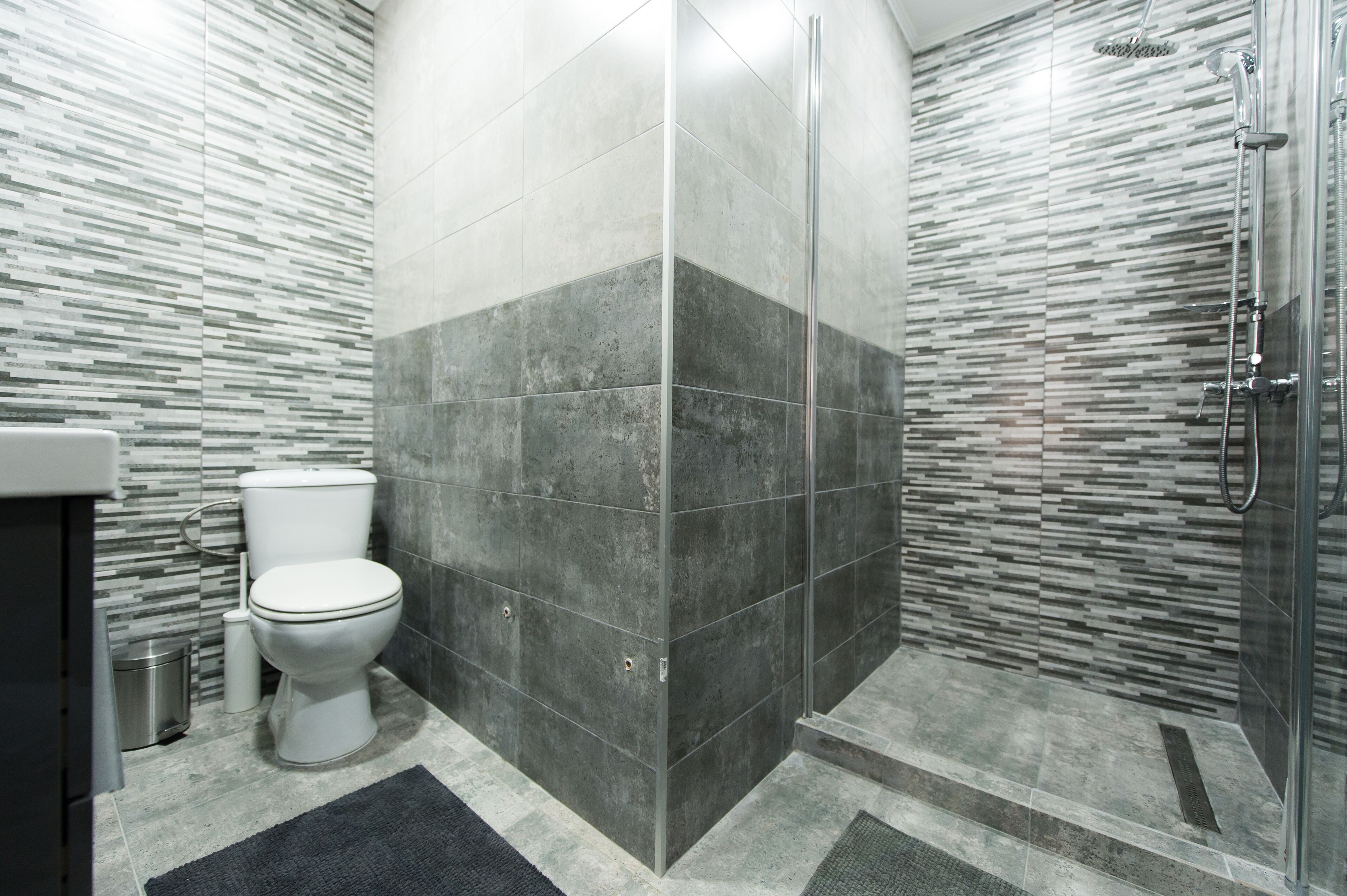 Dusche, Haartrockner, Handtücher, Toilettenpapier