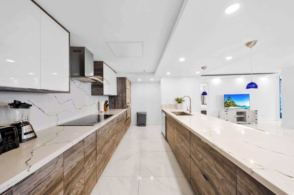 Fridge, microwave, oven, stovetop - Chic Bayfront 2BR Apartment | Art Basel Ready (Miami)