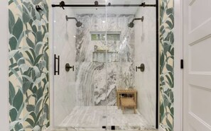 Combined shower/tub, hair dryer