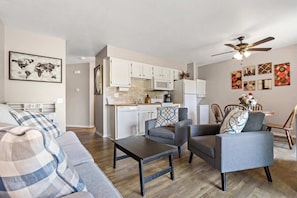 Condo, 1 Queen Bed with Sofa bed, Patio, Garden View (Branson Fall Creek Retreat) | Living area | 42-inch flat-screen TV with digital channels, fireplace - Branson Fall Creek Retreat w/ Deck Views! (Branson)