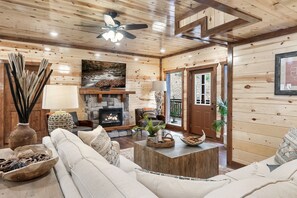 Smart TV, fireplace, video games, foosball