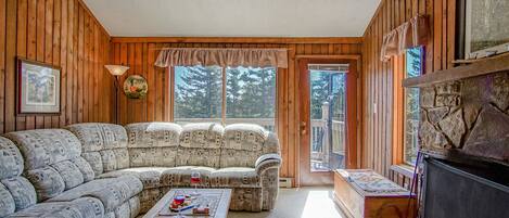 TV, fireplace