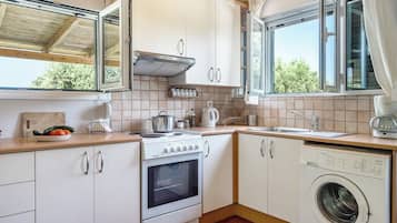 Fridge, oven, stovetop, coffee/tea maker