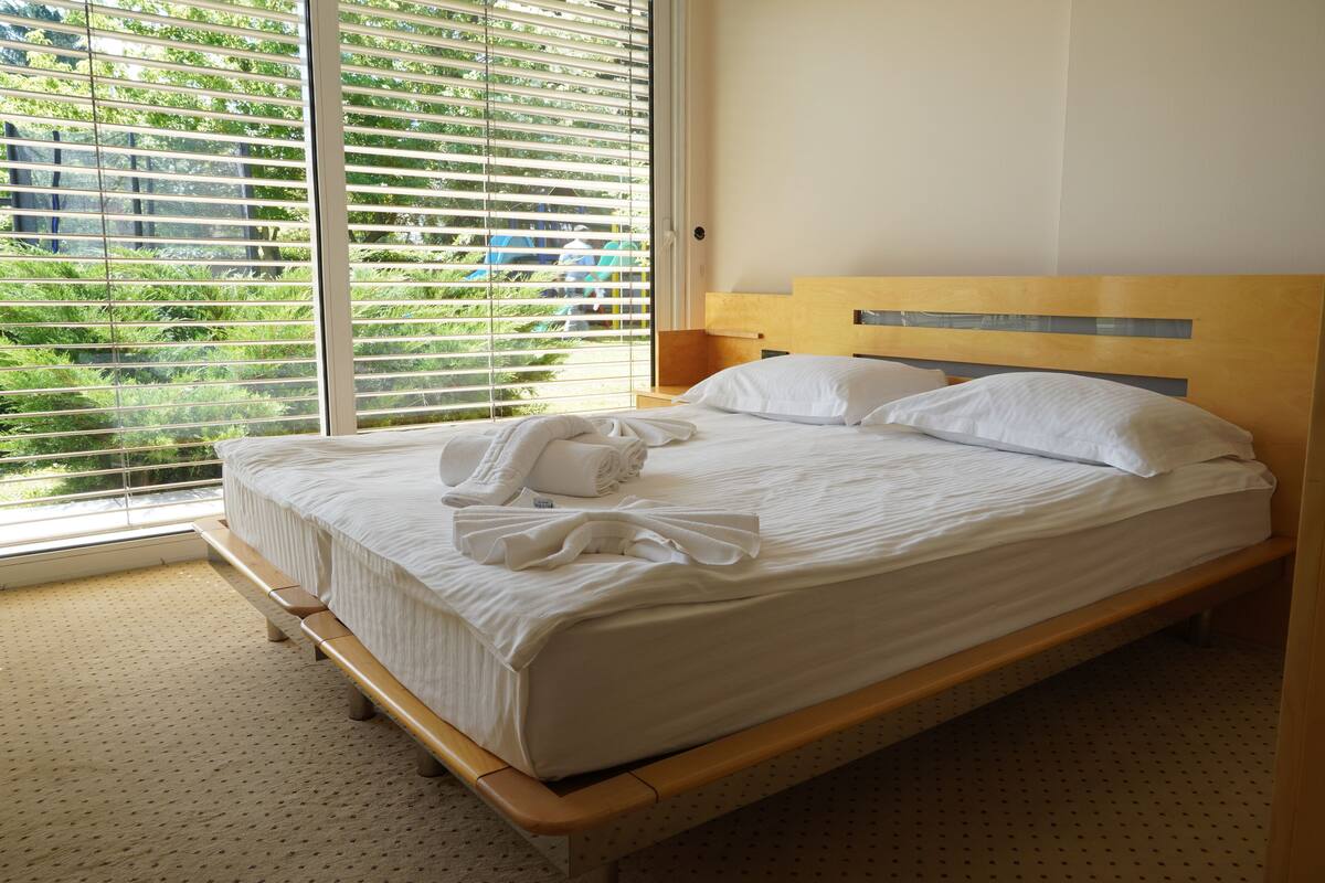 Blackout curtains, iron/ironing board, free WiFi, bed sheets