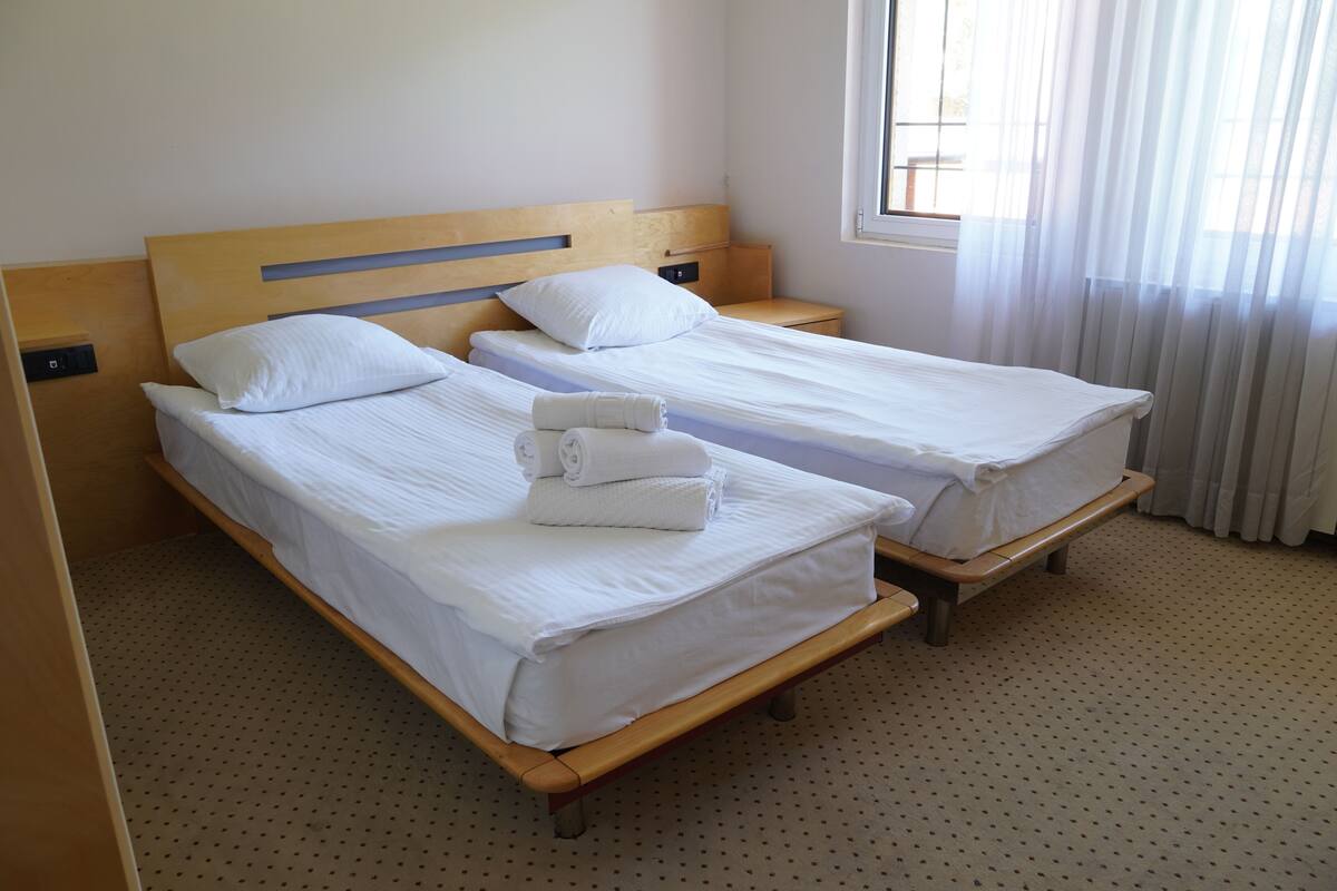 Blackout curtains, iron/ironing board, free WiFi, bed sheets