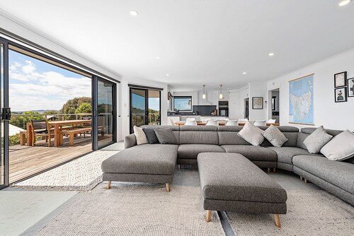 View of the Strait from the deck.