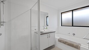 Bathtub, hair dryer