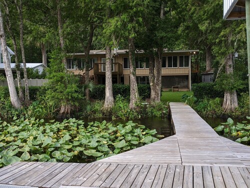 Riverfront Otter House with boat dock. 10 mins from springs, 20 from Cedar Key