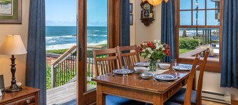 Beachfront cottage cozy & warm while watching wild surf action