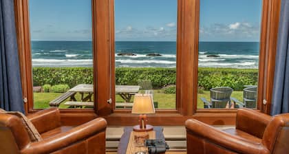 Beachfront cottage cozy & warm while watching wild surf action