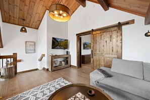 TV connectée, cheminée, chaîne hi-fi