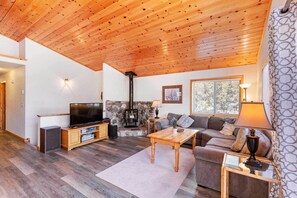 TV, fireplace, DVD player, foosball