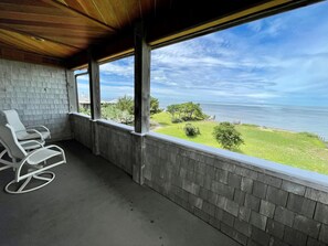 Property grounds - La Fortezza: Soundfront, large yard, covered porches, small dock. (Ocracoke)