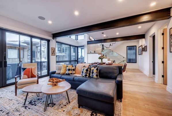 TV, fireplace, offices - The Ridgeline | Ski-In 4BR Mountain Contemporary (Park City)