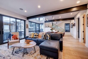 Télévision, cheminée, espaces bureaux