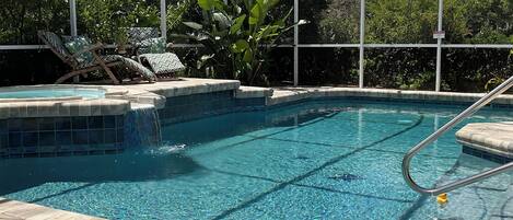 Outdoor pool, pool loungers