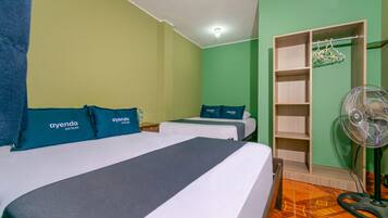 Desk, free WiFi, bed sheets