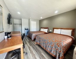 Room, 2 Queen Beds, Non Smoking | Desk, laptop workspace, free WiFi, bed sheets