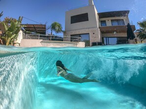 Piscine extérieure, piscine chauffée