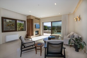 Smart TV, fireplace, stereo, printers