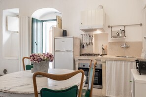 Fridge, oven, stovetop, electric kettle