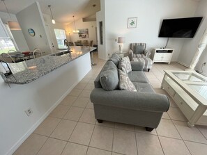 Smart TV, DVD player, ping pong, books