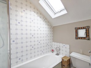 Combined shower/bathtub, hair dryer