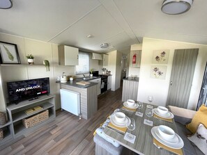 Fridge, microwave, oven, toaster