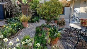 Outdoor dining - Very nice 3-rooms apartment + private garden10 mns, walk to the beach, quiet are (Saint-Laurent-du-Var)
