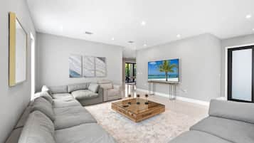 Smart TV, foosball, table tennis, stereo
