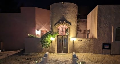 Casita, with views of Volcanoes, and the Sandia Mountains.