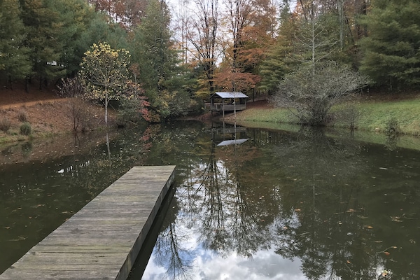 Taken from the dam at the larger pond. The pond is fish stocked.