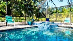Outdoor pool, a heated pool - Palm Oasis—Amazing private pool & Spa & Waffle Bar!!! Winter Discounts!!!! (Bradenton)