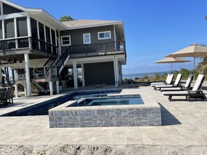 Outdoor pool, a heated pool - Bayfront, Pool, Pier, 2 Hot Tubs!, Sandy Beach, Private, steps from beachfront (Saint George Island)
