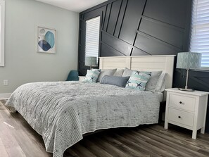 4 bedrooms, desk, iron/ironing board, travel cot