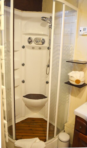 Douche, sèche-cheveux, serviettes fournies, papier toilette